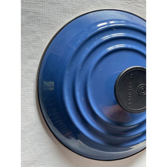Le Creuset Blue Cast Iron Lid With Black Knob For Dutch Oven 30cm Diameter - Picture 6 of 10